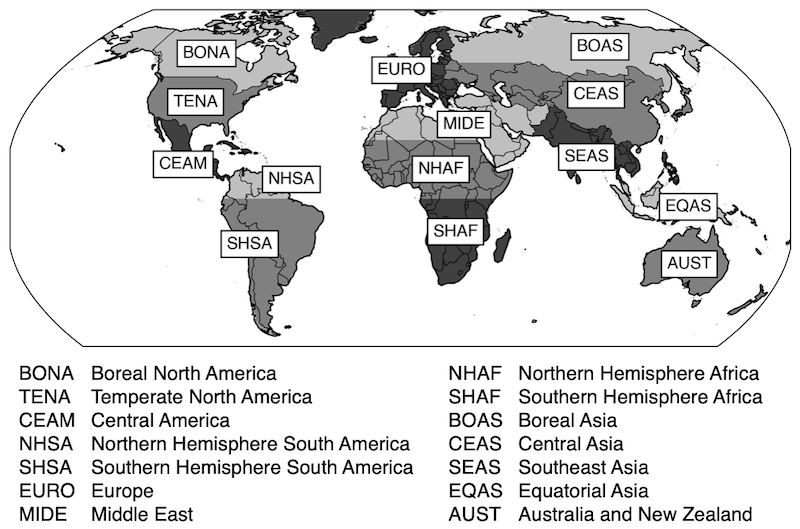 GFED basis regions map
